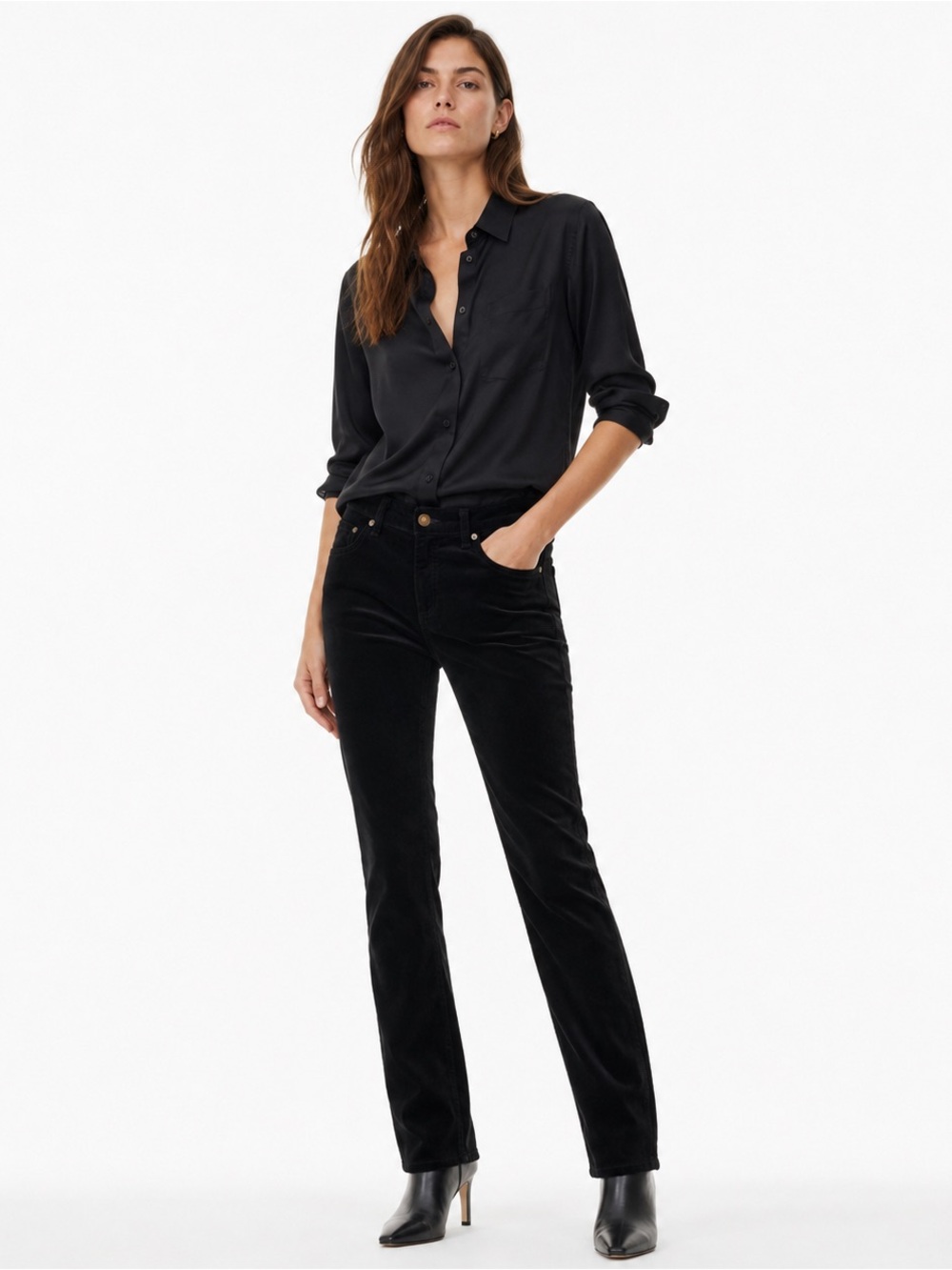 Rag & Bone JEAN Velvet Skinny Pants Black Size 29 Stretch Velour Made USA